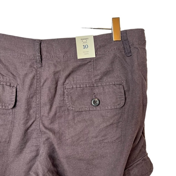NWT Old Navy Y2K Brown Linen Low Rise Cargo Utility Capri Women’s Pants Sz 10 - Picture 10 of 11